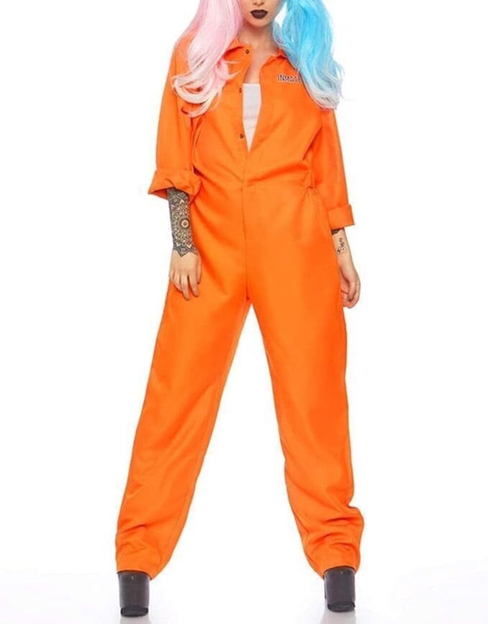 6357 Orange Prisoner Halloween Cosplay Costume Escaped Jail Jumpsuit Inmate